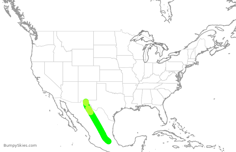 Turbulence forecast map for VIV8020, CJS to MMSM
