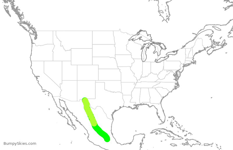 Turbulence forecast map for VIV8021, MMSM to CJS