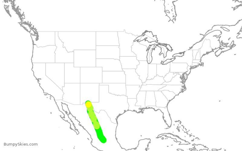 Turbulence forecast map for VIV9066, BJX to CJS