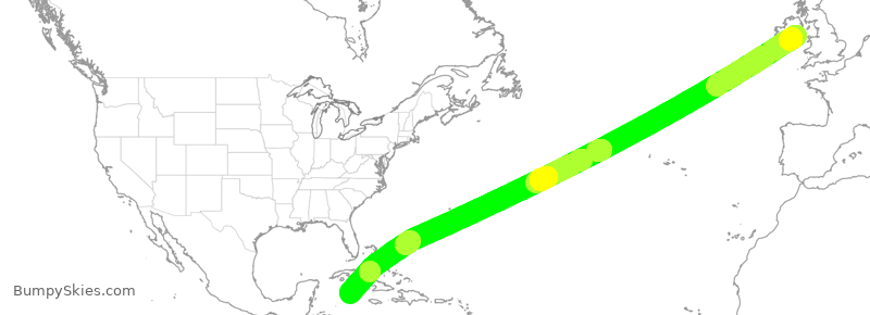 Turbulence forecast map for VJT086, DUB to GCM
