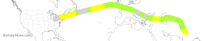 Turbulence forecast map for VJT170, CLE to DEL