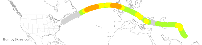 Turbulence forecast map for VJT212, BOS to DEL