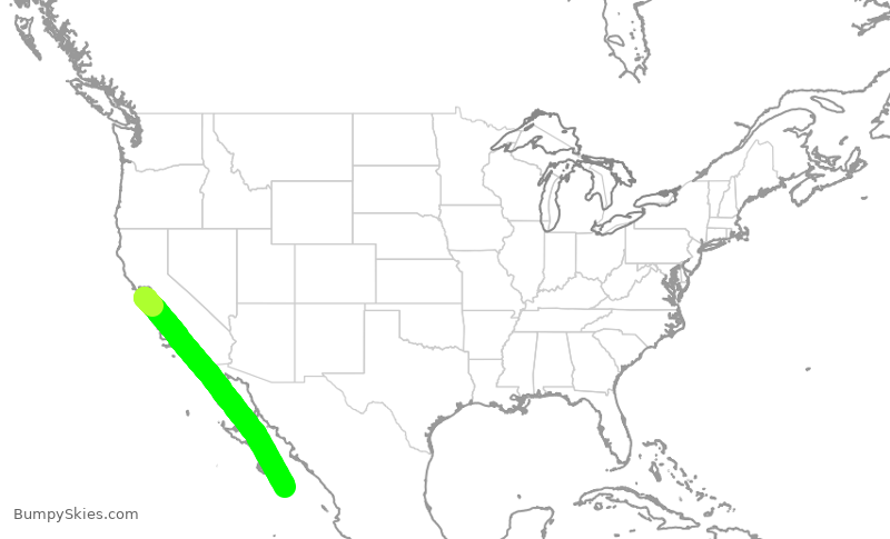 Turbulence forecast map for VJT716, SJC to MSD