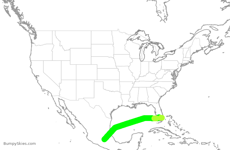 Turbulence forecast map for VJT719, TLC to FLL