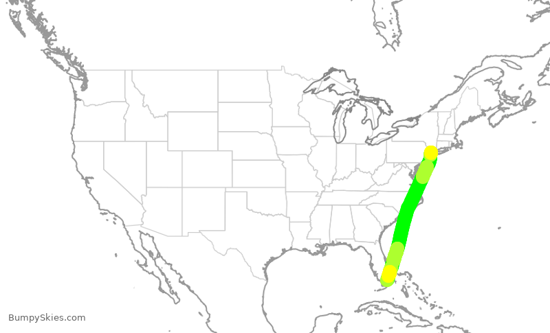 Turbulence forecast map for VJT725, TEB to MIA