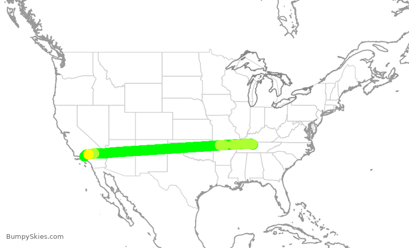 Turbulence forecast map for VJT732, BNA to VNY