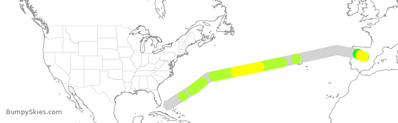 Turbulence forecast map for VJT732, NAS to MAD