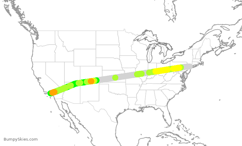 Turbulence forecast map for VJT741, TEB to LAX