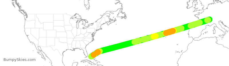 Turbulence forecast map for VJT741, GVA to NAS