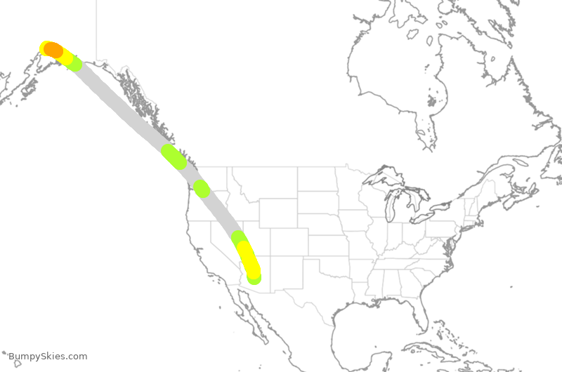Turbulence forecast map for VJT754, PHX to ANC
