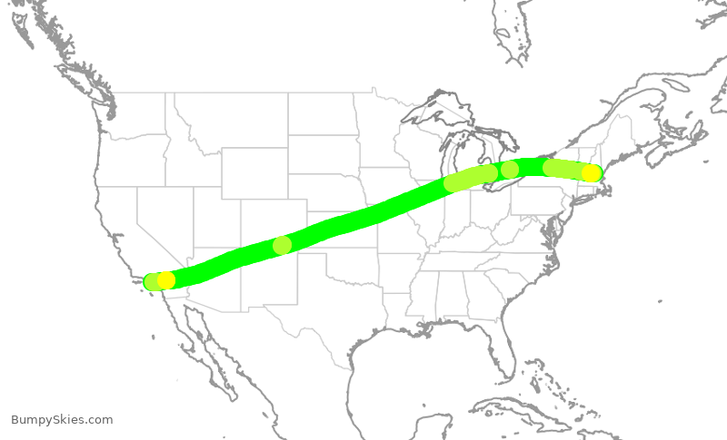 Turbulence forecast map for VJT765, MHT to LAX