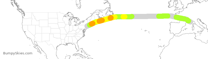 Turbulence forecast map for VJT768, HPN to NCE