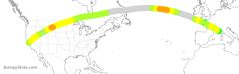 Turbulence forecast map for VJT768, SJC to NCE
