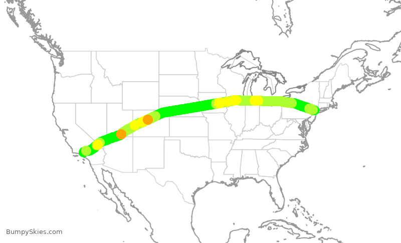 Turbulence forecast map for VJT775, VNY to TEB
