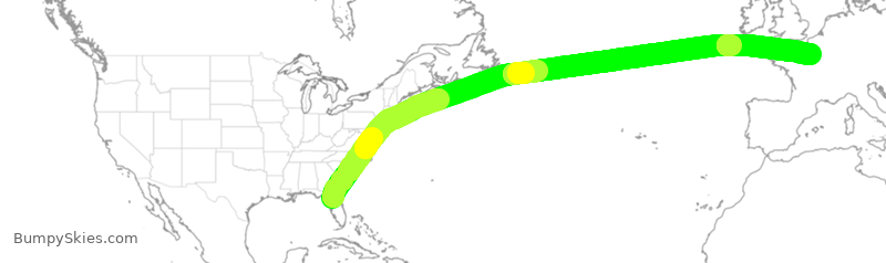 Turbulence forecast map for VJT779, OCF to LBG