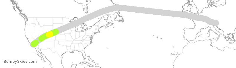 Turbulence forecast map for VJT785, LAX to LJU