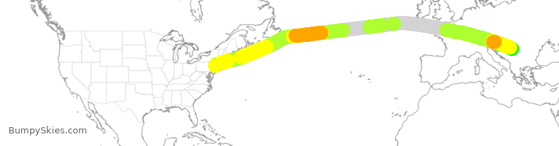 Turbulence forecast map for VJT789, TEB to BEG