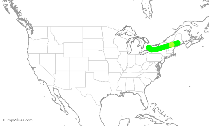 Turbulence forecast map for VJT792, BGR to YYZ