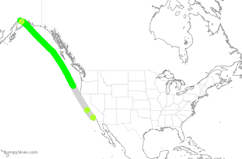 Turbulence forecast map for VJT796, LAX to ANC