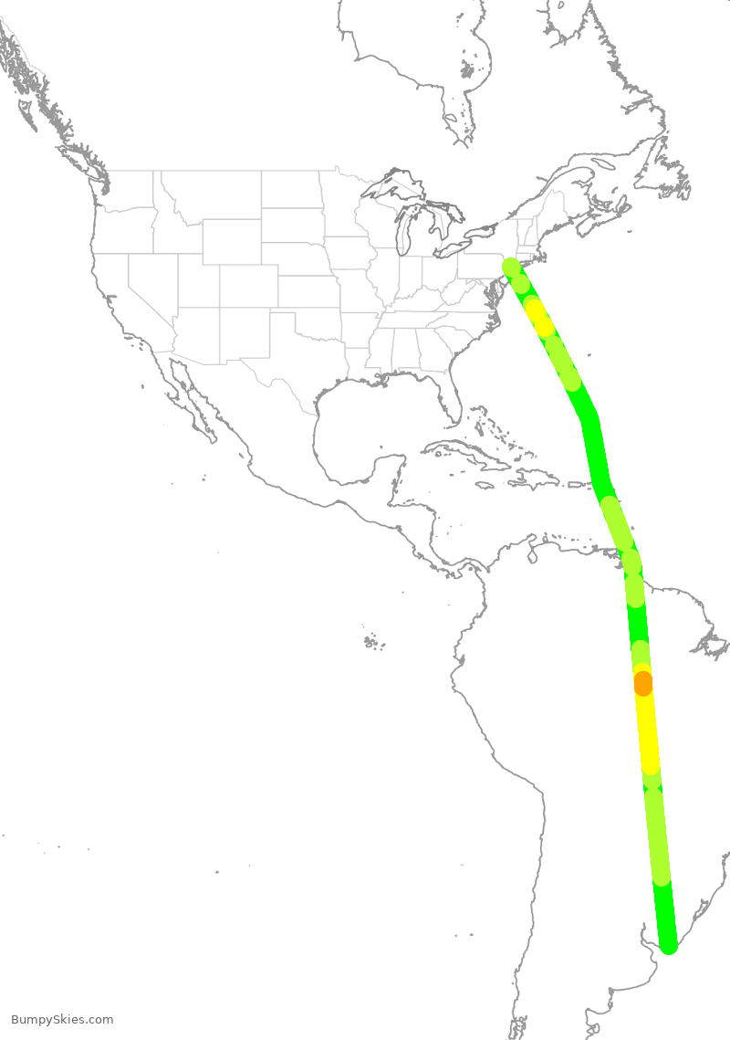 Turbulence forecast map for VJT813, TEB to PDP