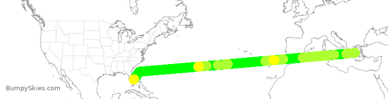 Turbulence forecast map for VJT827, ATH to SUA