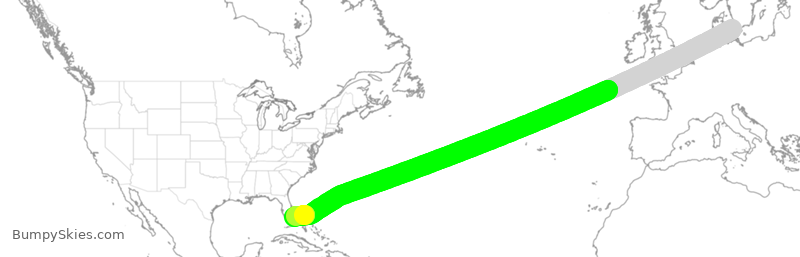 Turbulence forecast map for VJT836, CPH to FLL