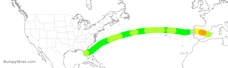 Turbulence forecast map for VJT850, IBZ to TPA