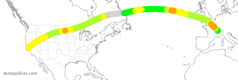 Turbulence forecast map for VJT884, SJC to GVA