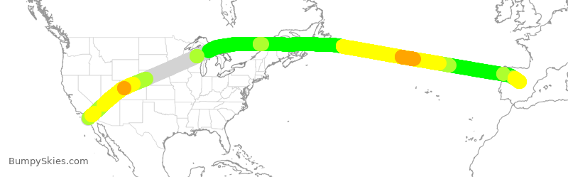 Turbulence forecast map for VJT895, SAN to MAD