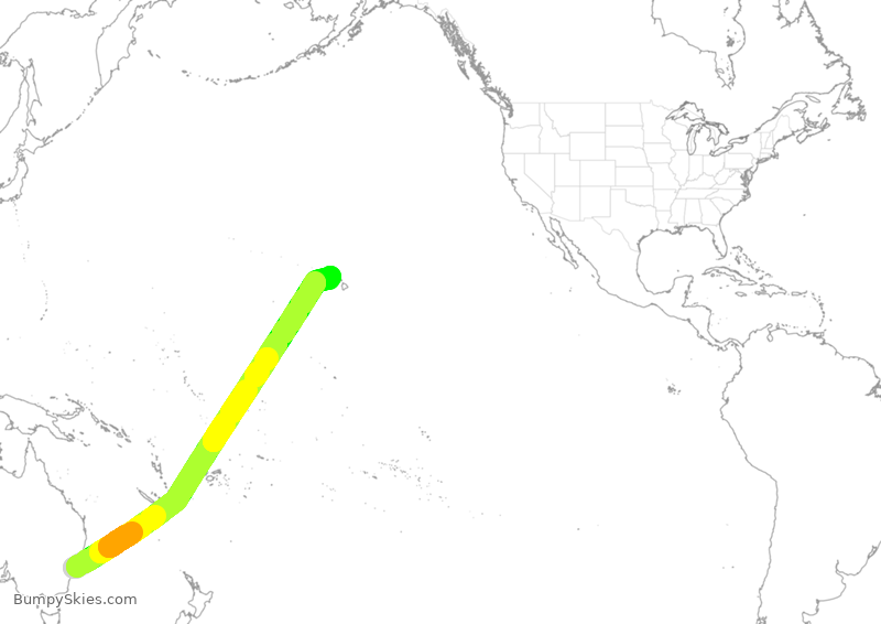 Turbulence forecast map for VJT938, SYD to HNL