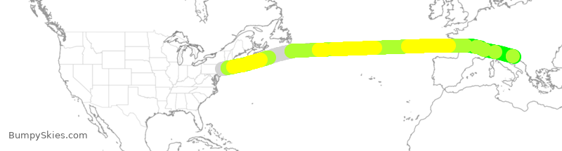 Turbulence forecast map for VJT957, EWR to SPU