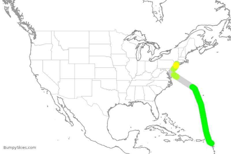 Turbulence forecast map for VJT957, HPN to ANU