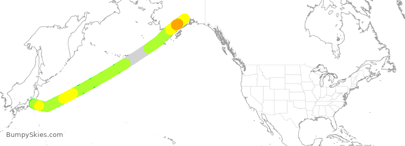 Turbulence forecast map for VJT972, ANC to HND