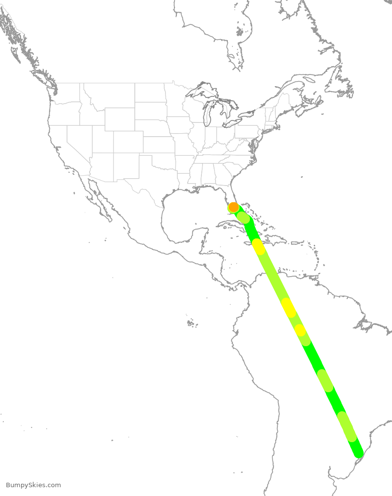 Turbulence forecast map for VJT993, POA to OPF