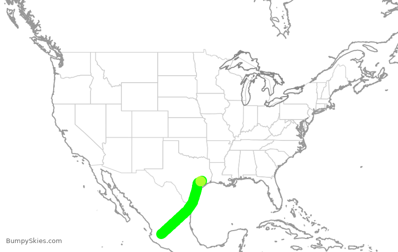 Turbulence forecast map for VOI1730, GDL to IAH