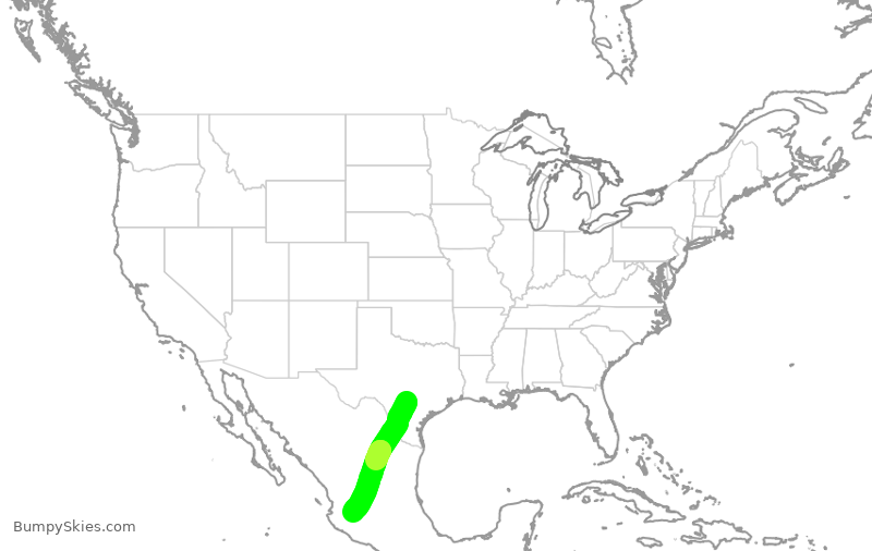 Turbulence forecast map for VOI1751, SAT to GDL