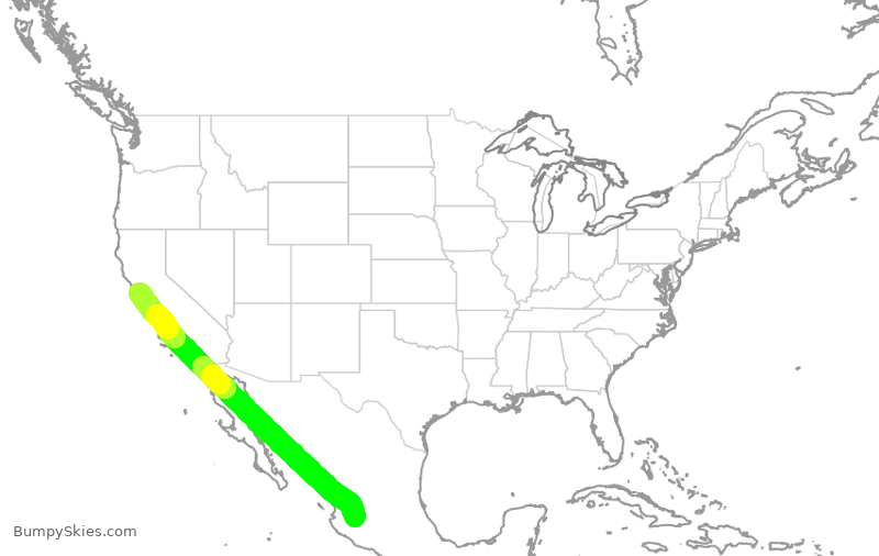 Turbulence forecast map for VOI1771, OAK to MGL