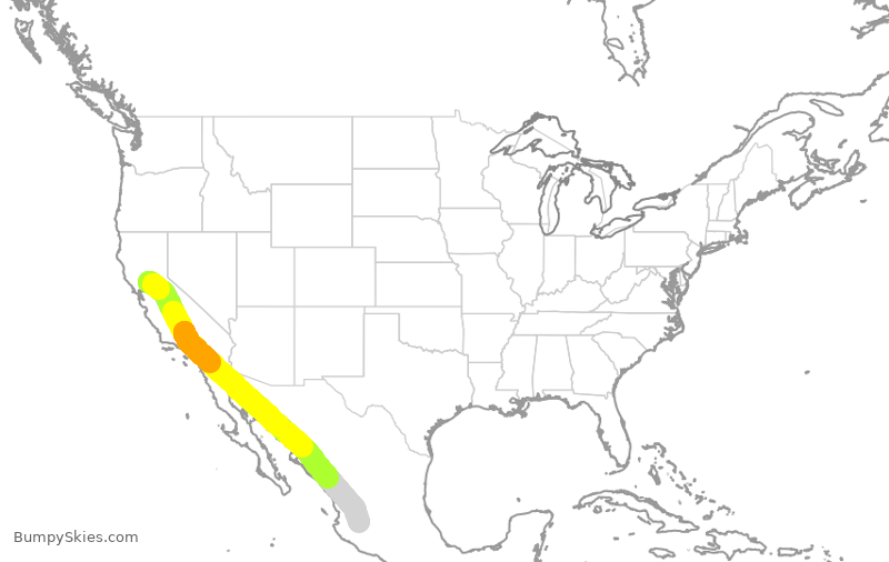 Turbulence forecast map for VOI1815, SMF to MGL