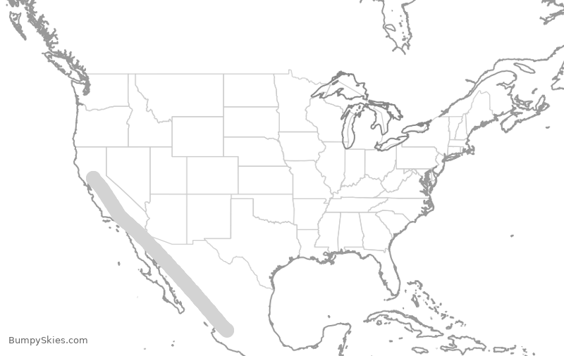 Turbulence forecast map for VOI1816, GDL to SMF
