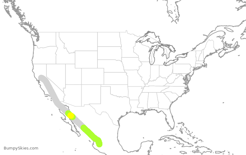 Turbulence forecast map for VOI1817, SMF to GDL