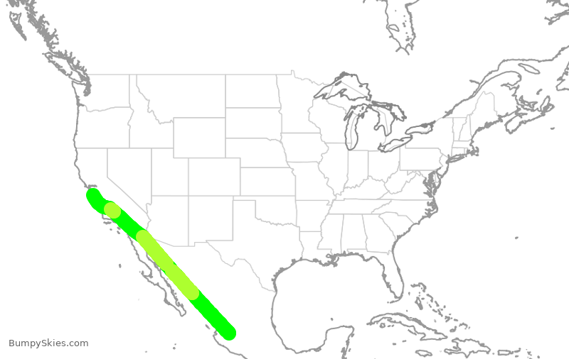 Turbulence forecast map for VOI1820, MGL to SJC