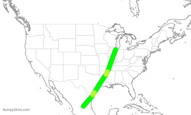 Turbulence forecast map for VOI1893, MDW to SLP