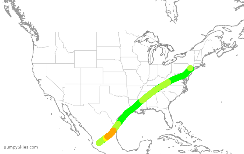 Turbulence forecast map for VOI1902, GDL to EWR