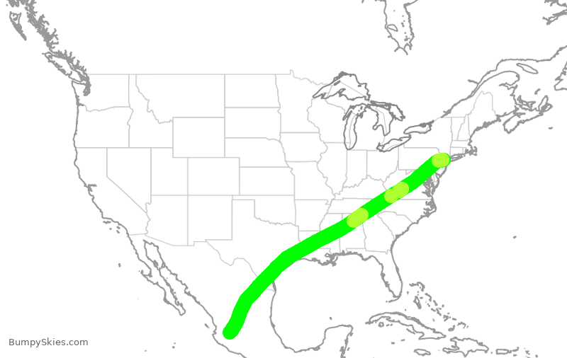 Turbulence forecast map for VOI1903, EWR to GDL