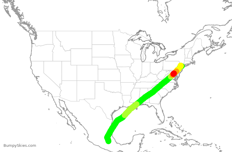 Turbulence forecast map for VOI504, PBC to EWR