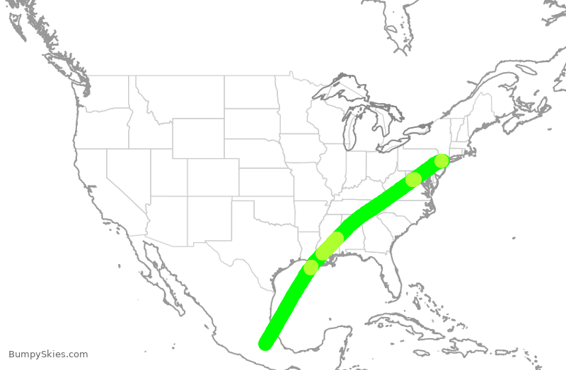 Turbulence forecast map for VOI505, EWR to PBC