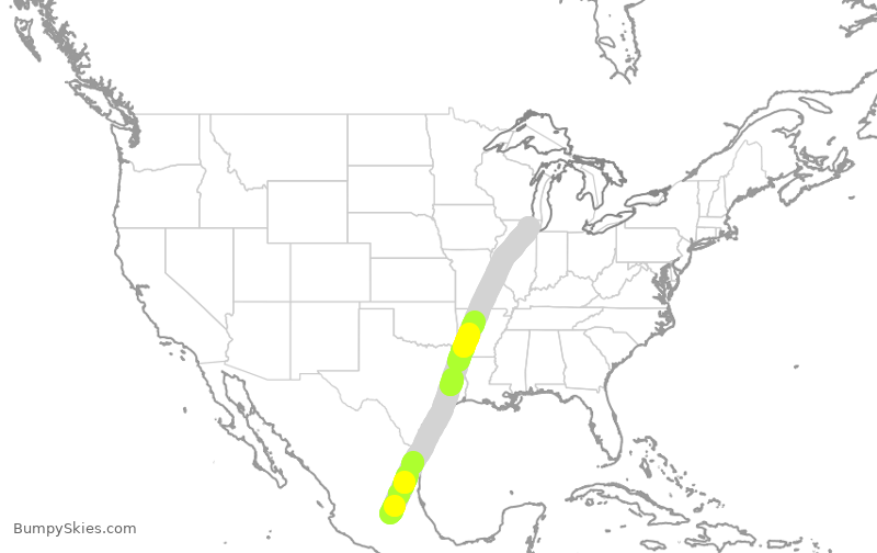 Turbulence forecast map for VOI5662, QRO to ORD
