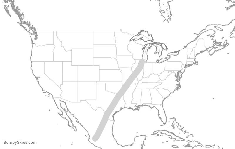 Turbulence forecast map for VOI5703, ORD to MGL
