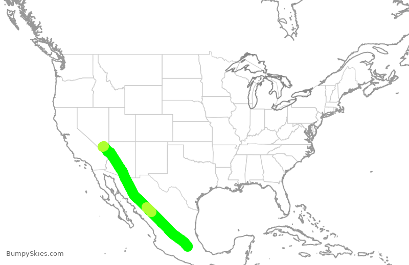 Turbulence forecast map for VOI5741, LAS to MEX