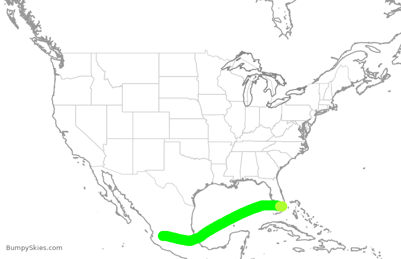 Turbulence forecast map for VOI5790, GDL to MIA